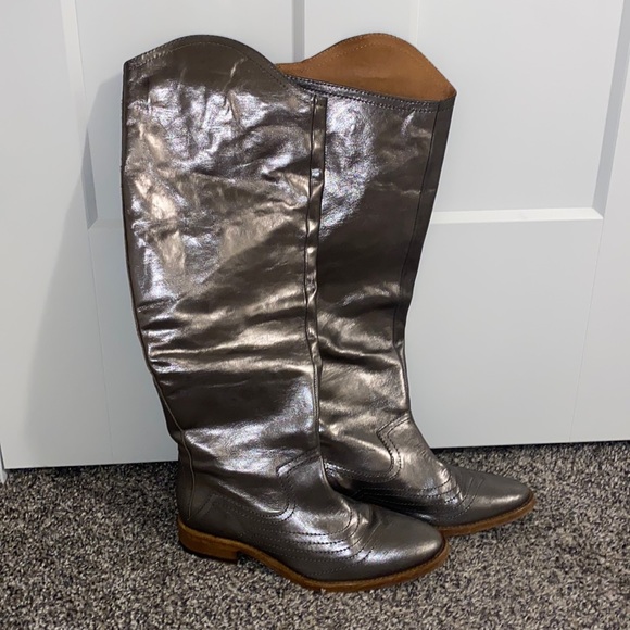 Free People Shoes - NWOB Free People Joshua Pewter/ Silver Leather Riding Boot